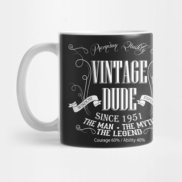 Vintage Dude 65 since 1951 – 65th birthday gift for men by AwesomePrintableArt